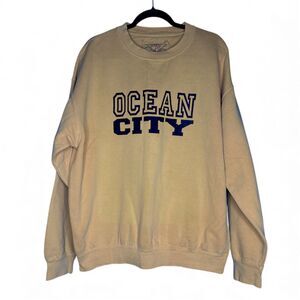 Unisex Ocean City Mustard Yellow Graphic Crewneck Sweatshirt Loungewear - XL